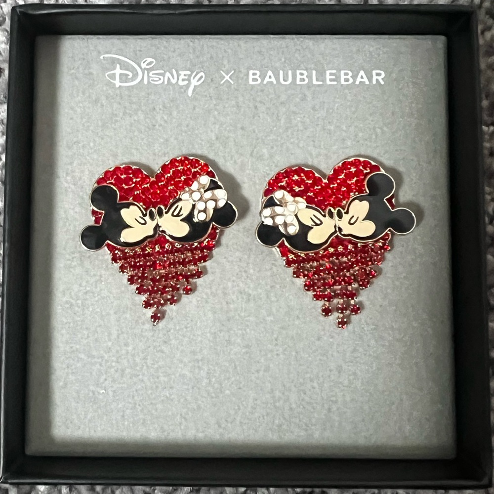 Mickey and Minnie Valentines BaubleBar Heart Earrings